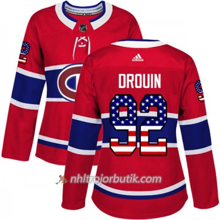 Dame Ishockey Montreal Canadiens Tröja Jonathan Drouin 92 Adidas 2017-2018 Röd USA Flag Fashion Authentic